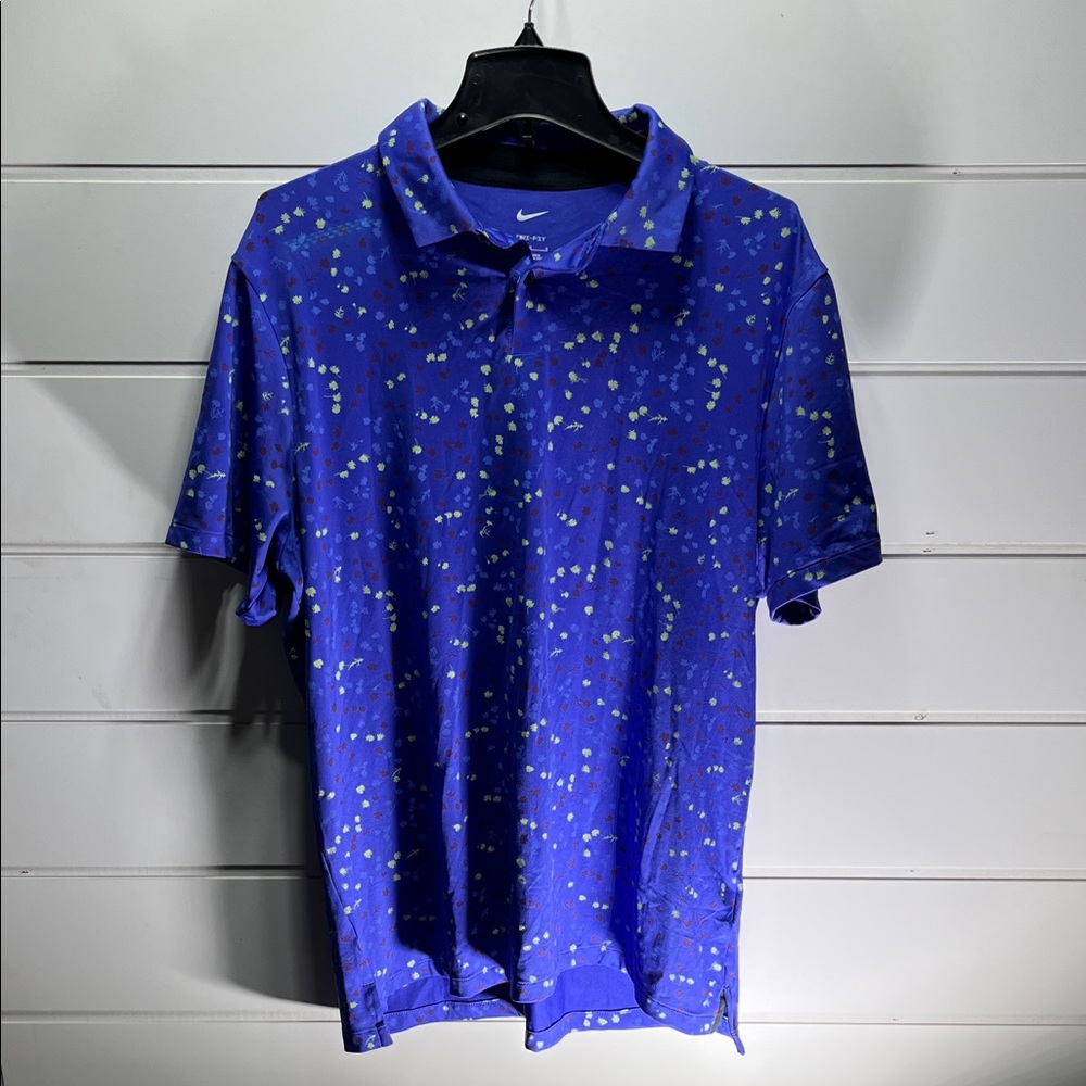 Nike Men's Blue and Green Speckled Polo Shirt